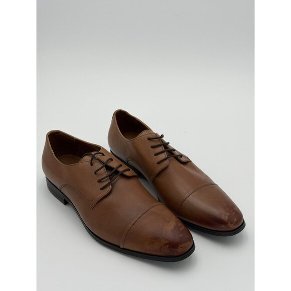 EXPRESS Oxford Dress Shoes Mens 10 Brown Leather Cap Toe Lace Up Formal main image 5